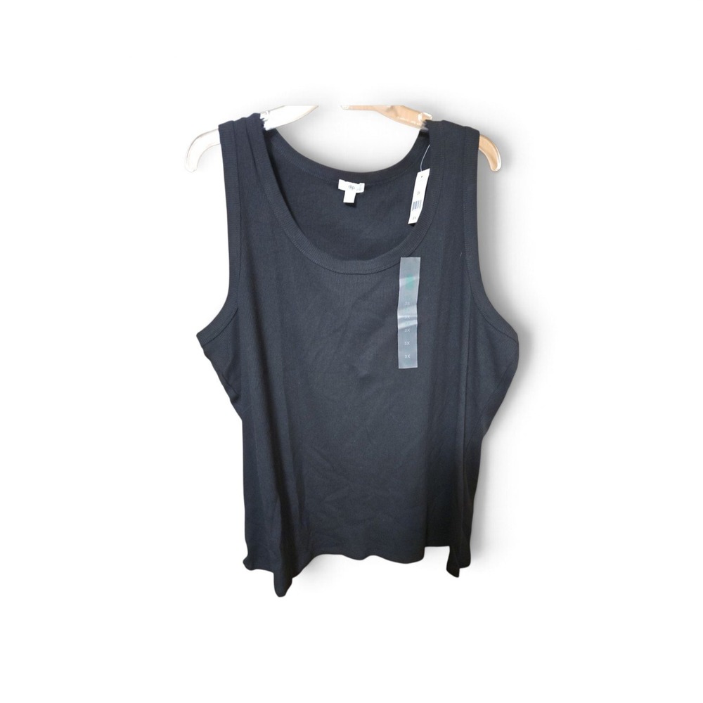 Dip Womens Plus Size 3X Ribbed Tank Top Black Scoop Neck Sleeveless NWT 0479